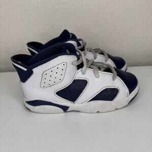 Air Jordan 6 Retro Olympic Toddler Size 10C Shoes Athletic White Kids Sneakers